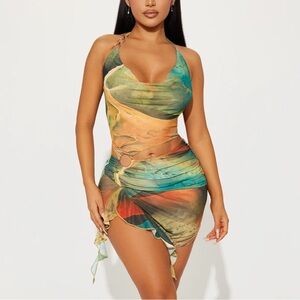 In Your Dreams Mesh Mini Dress - Green/combo
Size: S